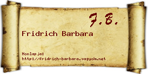 Fridrich Barbara névjegykártya